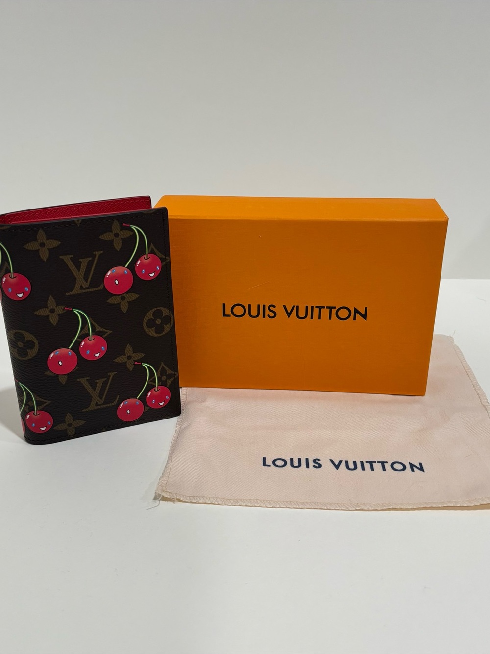 Louis Vuitton Monogram Cherry Passport Cover - Brown with Red Accents